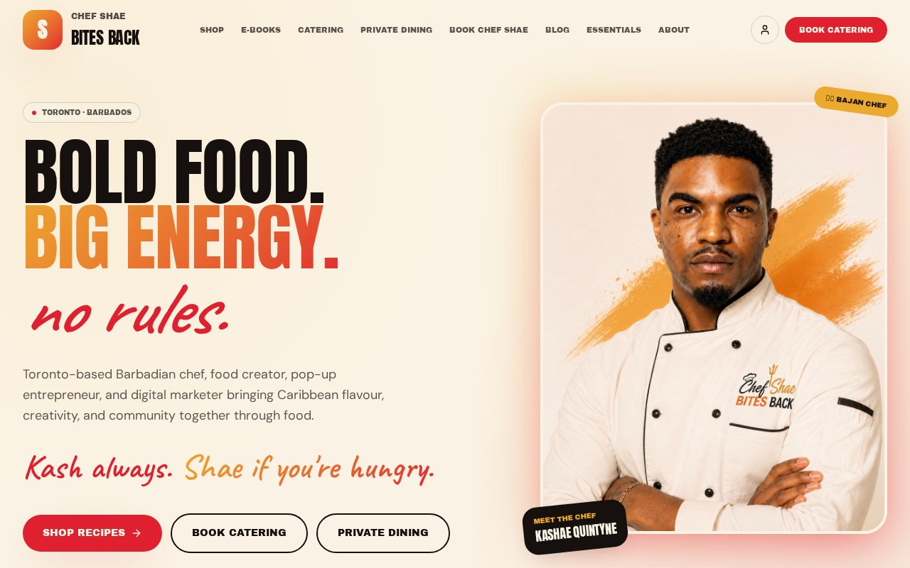 Chef Shae Bites Back website design by Digital by Shae